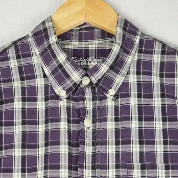Eddie Bauer Mens Plaid Button Down Collar Shirt M Legend Wash Classic Fit Purple - Picture 2 of 15